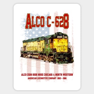 Alco C-628 High-Nose aka Alco Century 628 Diesel Locomotive used for Freight Trains and American flag. Chicago & North Western Sticker